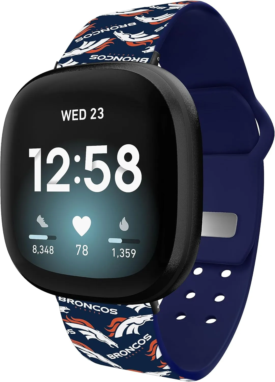 Game Time Denver Broncos HD Watch Band Compatible with Fitbit Versa 3 and Sense