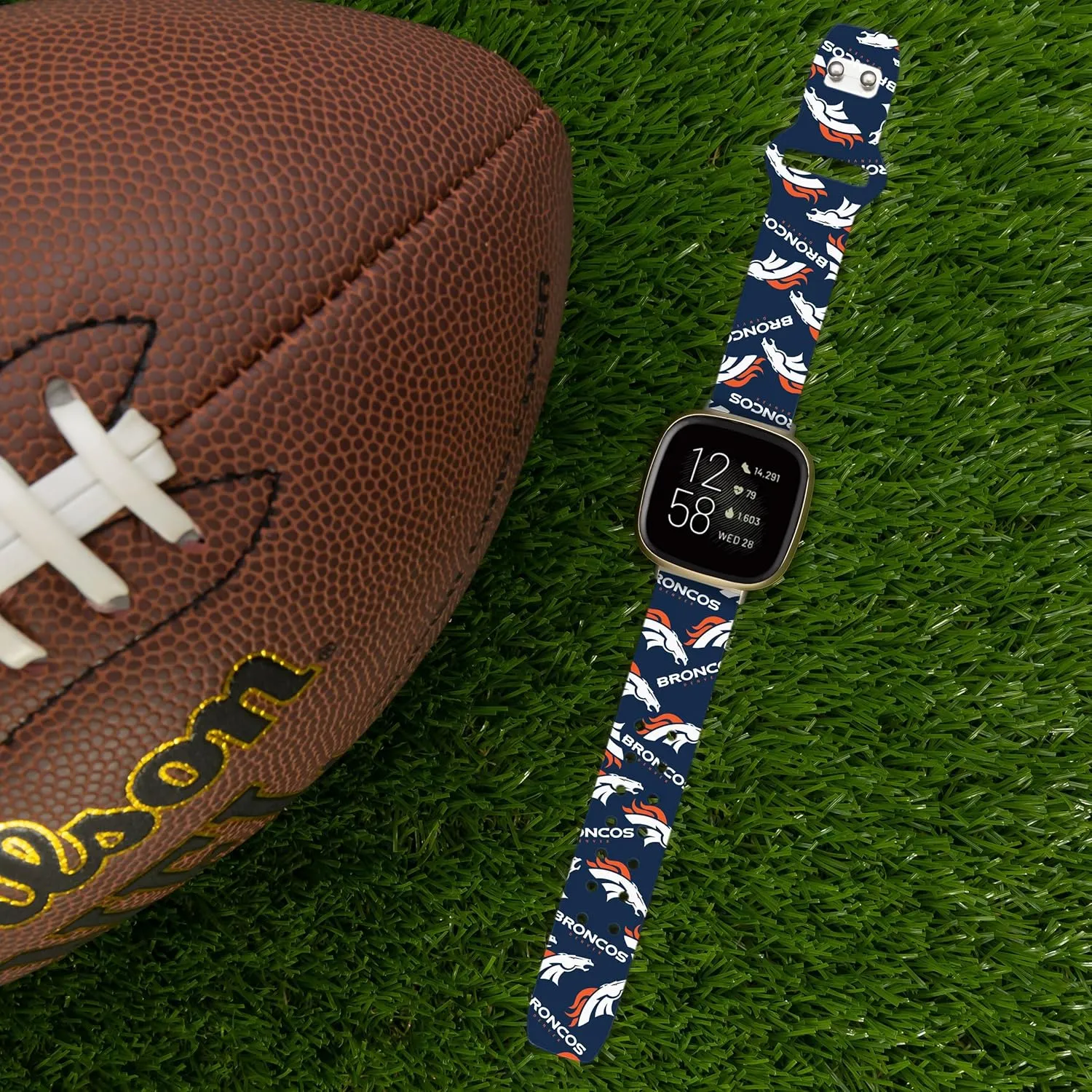 Game Time Denver Broncos HD Watch Band Compatible with Fitbit Versa 3 and Sense