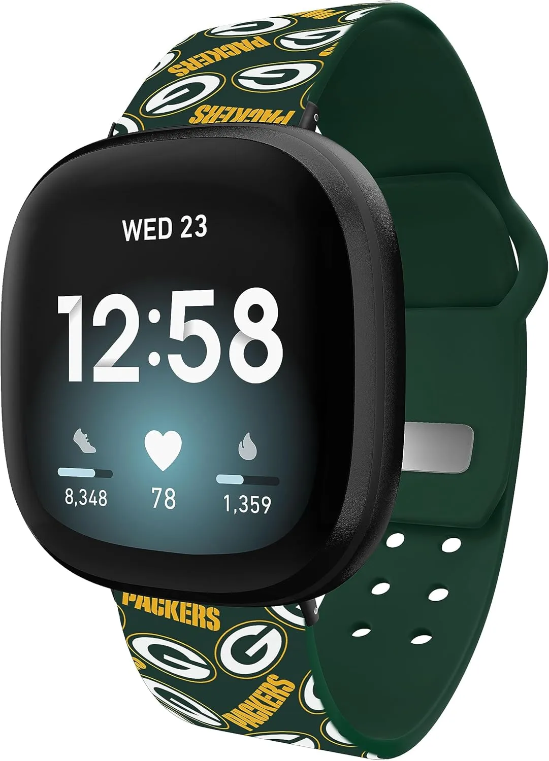 Game Time Green Bay Packers HD Watch Band Compatible with Fitbit Versa 3 and Sense