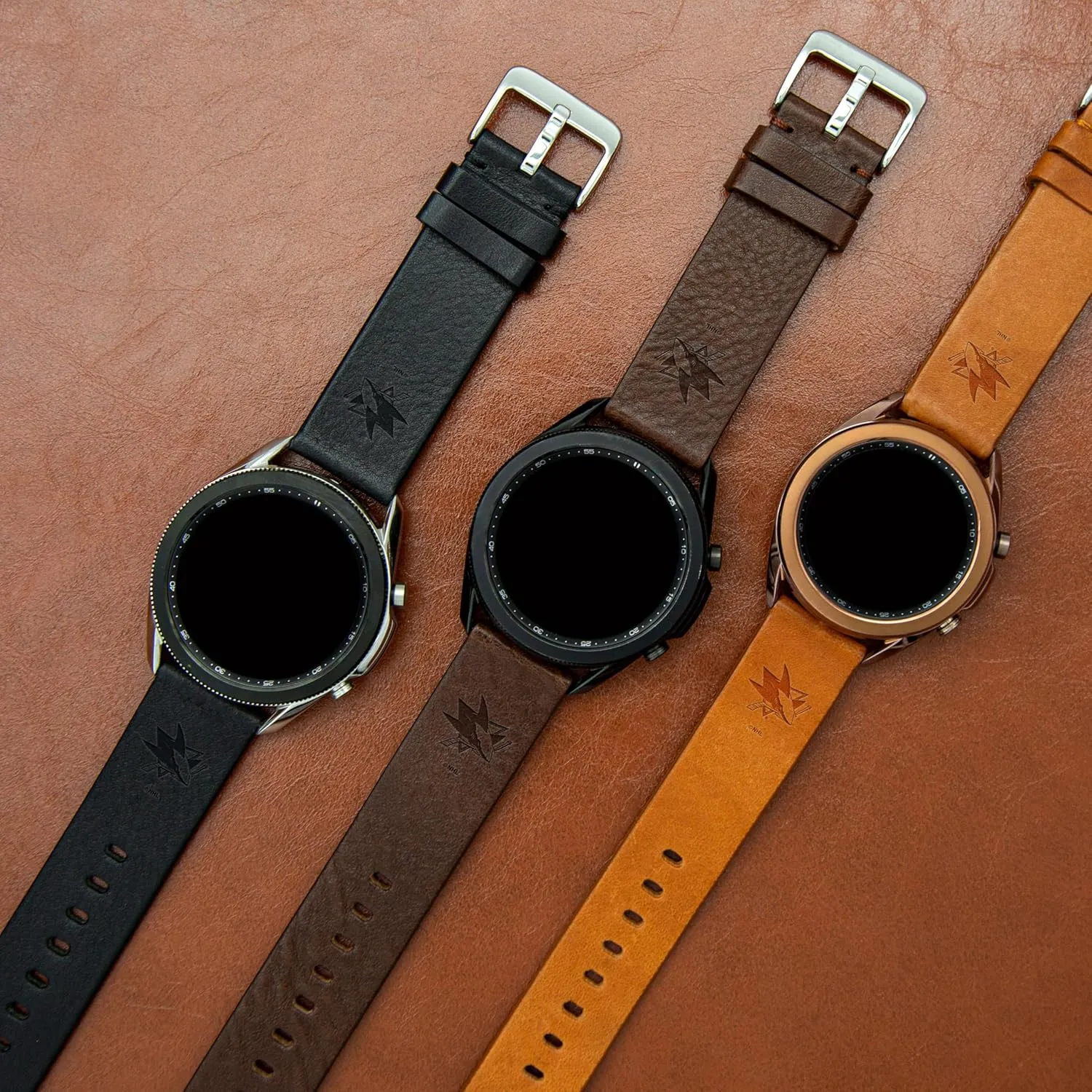 Game Time San Jose Sharks Premium Leather Watch Band Compatible with Samsung Galaxy Watch & More
