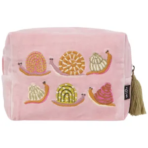 Gardenland Snails Velvet Embroidered Pouch