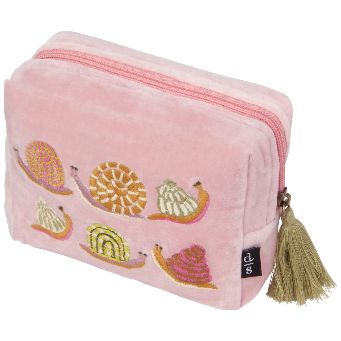 Gardenland Snails Velvet Embroidered Pouch