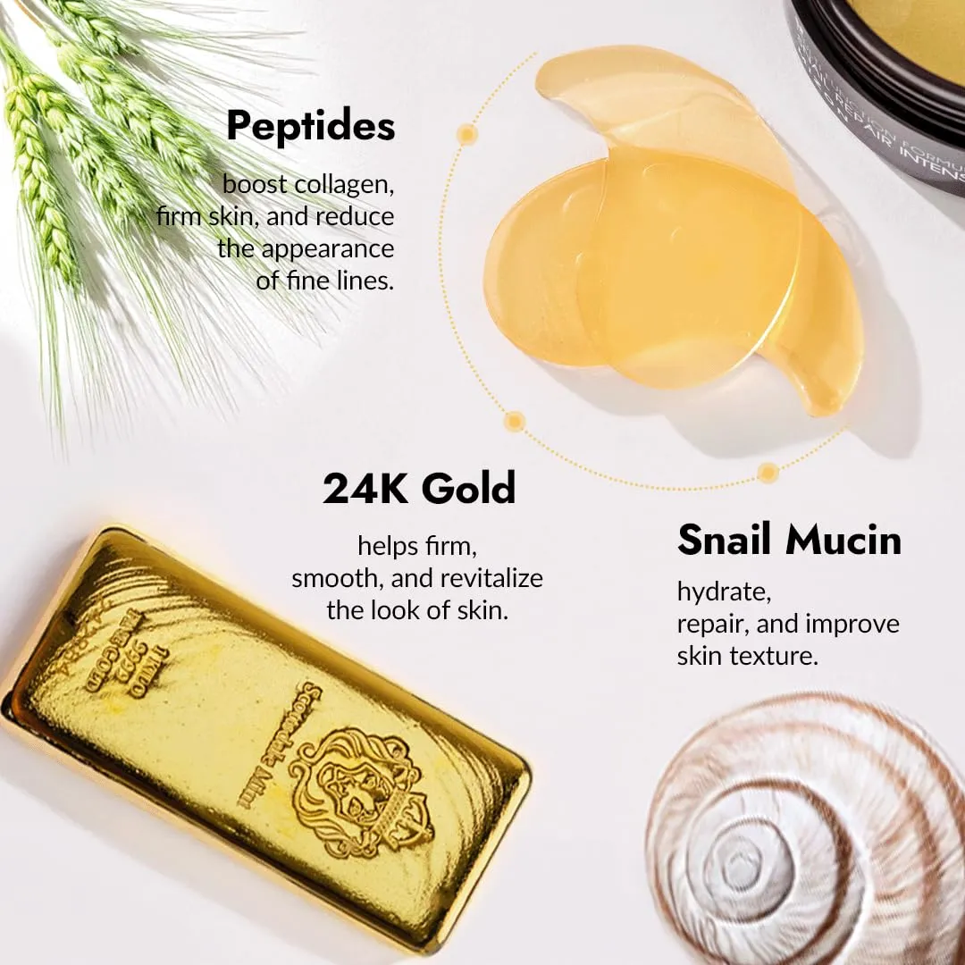 Gel Collagen Patches Under Eye Masks Treatment with 24K Gold and Snail, for Puffy Eye, Pads/Bags for Dark Circles , Anti Wrinkle, Moisturizing Improves Elasticity 30 PAIRS (Gold & Snail)