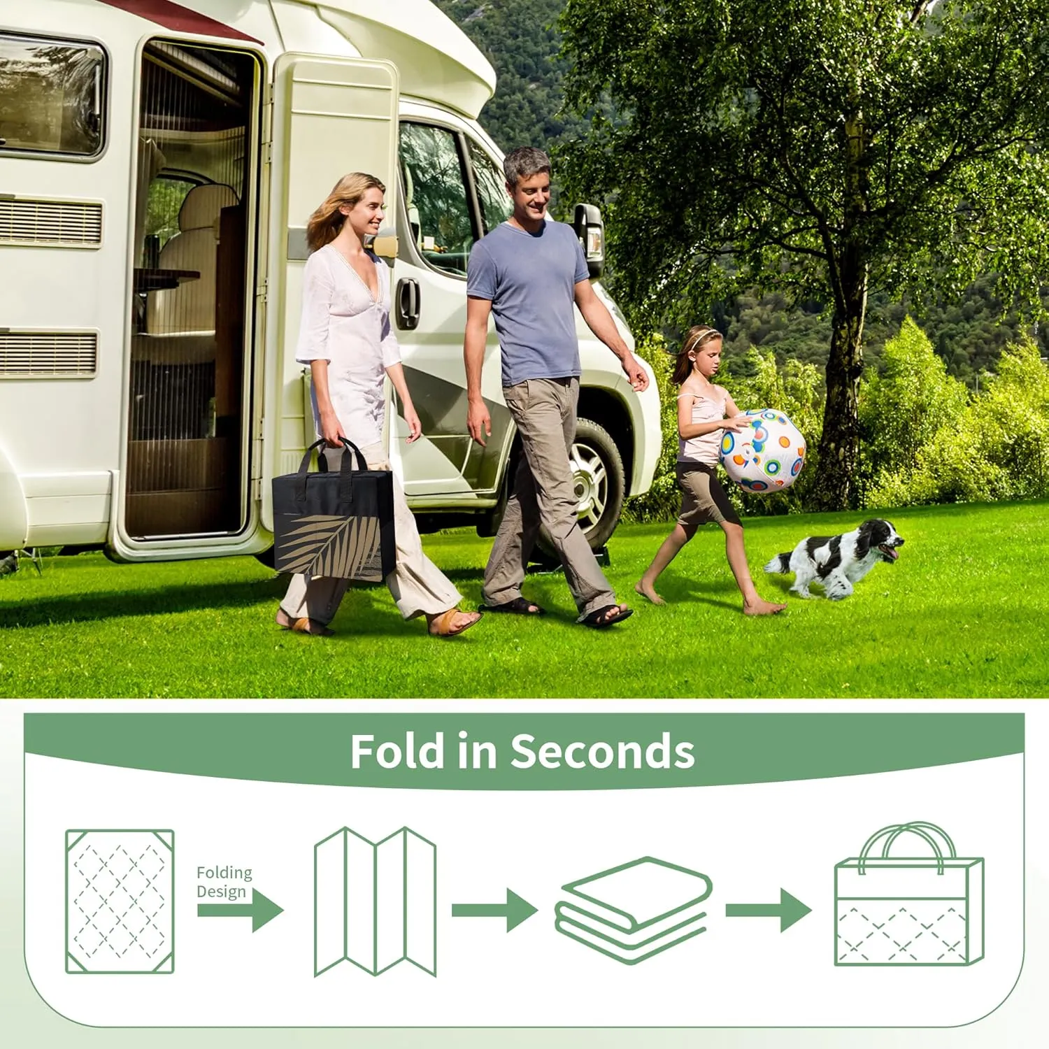 GENIMO Outdoor Rug 5' x 8' Waterproof for Patios Clearance, Reversible Outdoor Plastic Straw Camping Rug Carpet, Large Area Rugs Mats for RV, Picnic, Backyard, Deck, Balcony, Porch, Beach, Black&Brown