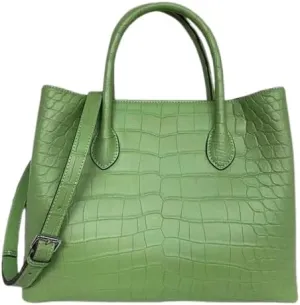 Genuine Crocodile Belly Skin Lady Green Totes Bag Women's Purse Handbag Exotic Real Alligator Leather Female Large Shoulder Bag