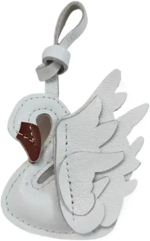 Genuine leather handmade white swan couple keychain Swan Bag Accessories