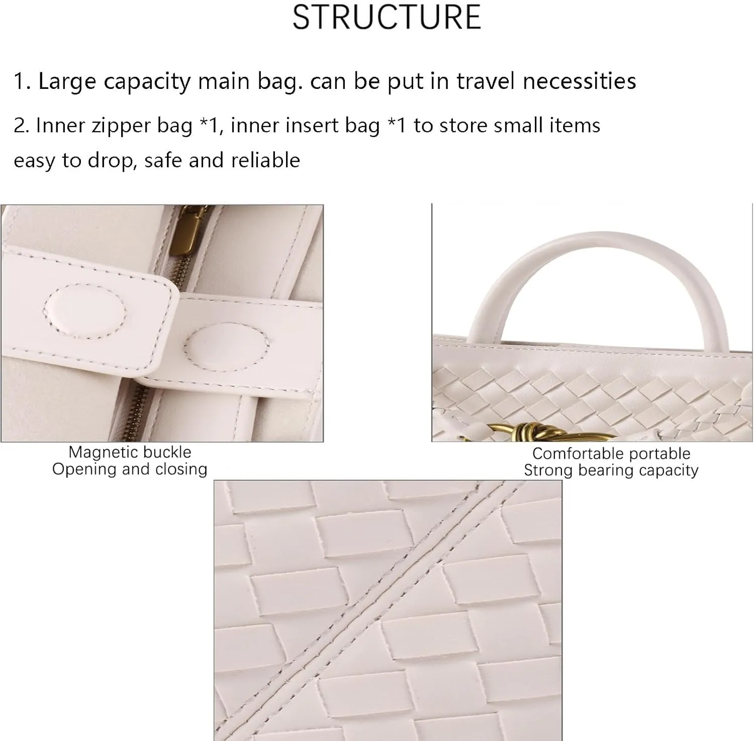 Genuine Leather Women's Top-handle Handbag - Fashion Shoulder Bag Purse, Woven Tote & Clutch Combo