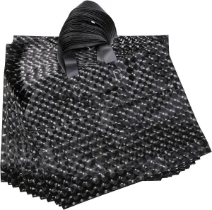 Gesodant Merchandise Bags, Retail Clothing Grocery Boutique Shopping Bags with Handles, Christmas Gift Bag, Size 15.7" x 12.2”, Set Of 50 - Black