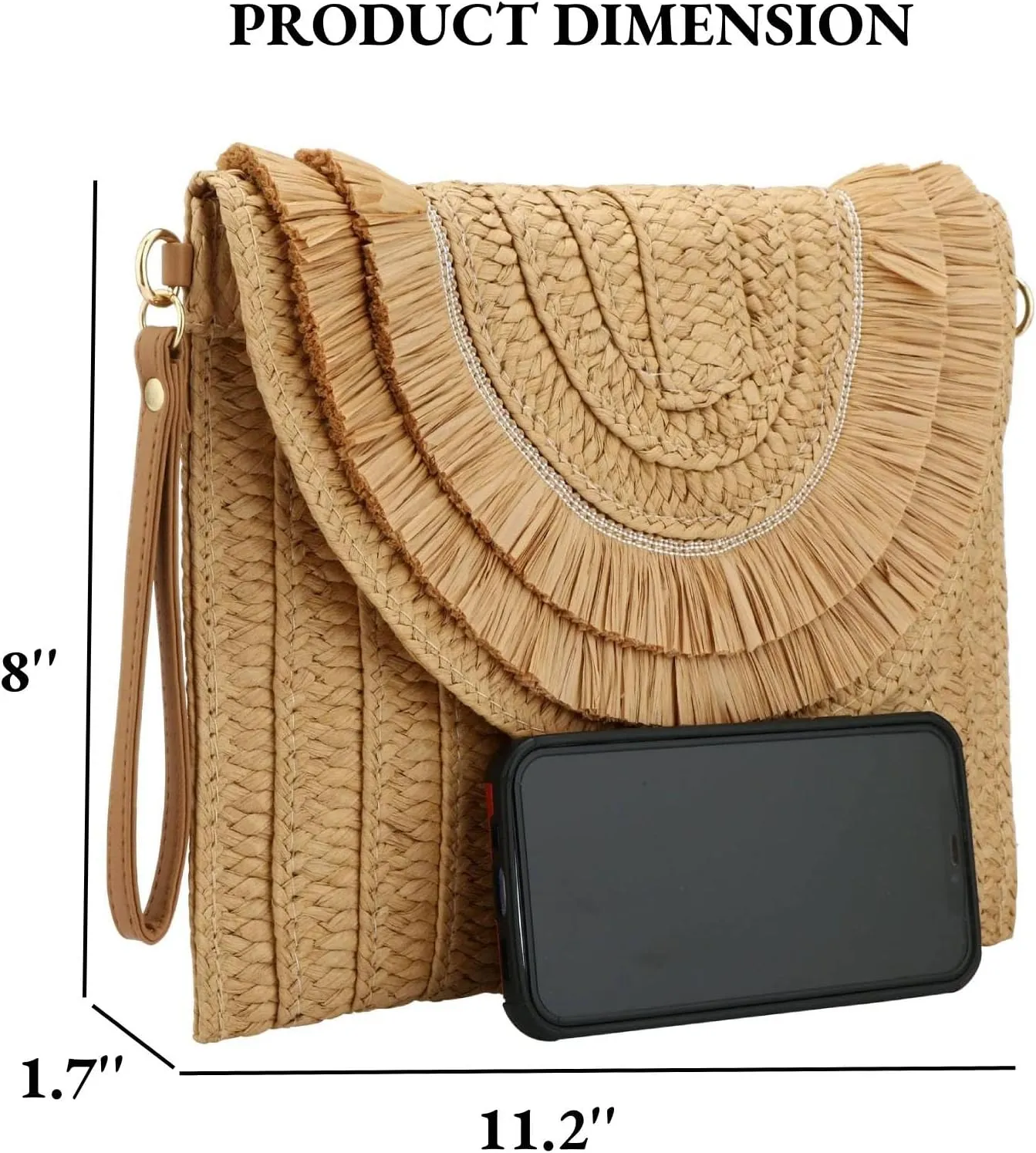 Gets Straw Clutch, Straw Clutch Women Hand-woven for Summer Beach Envelope Clutch Purse Wallet