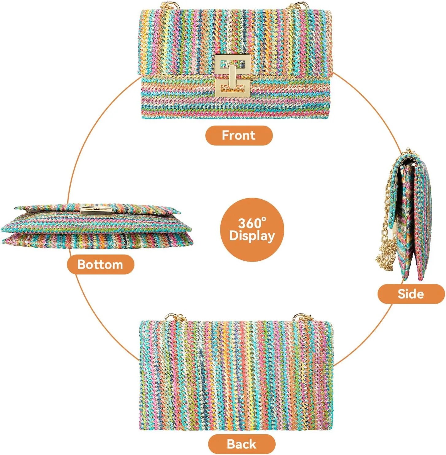 Gets Straw Clutch, Straw Clutch Women Hand-woven for Summer Beach Envelope Clutch Purse Wallet