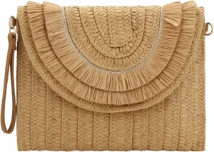 Gets Straw Clutch, Straw Clutch Women Hand-woven for Summer Beach Envelope Clutch Purse Wallet