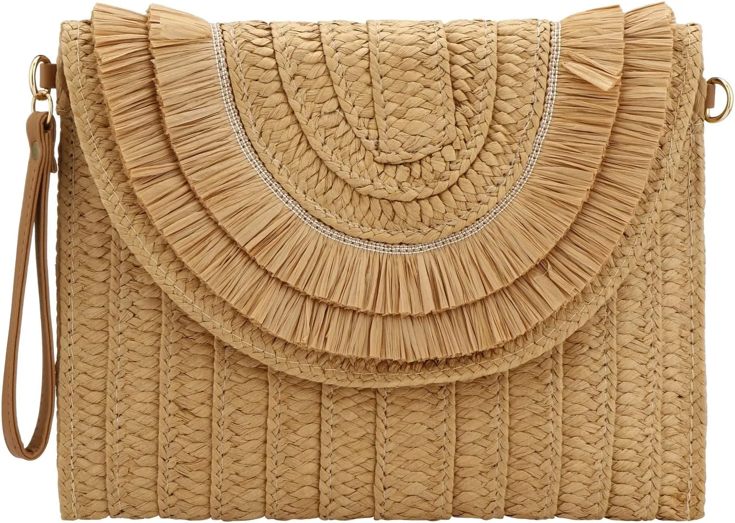 Gets Straw Clutch, Straw Clutch Women Hand-woven for Summer Beach Envelope Clutch Purse Wallet