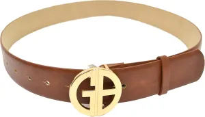 Giani Bernini Womens Signature-Buckle Panel Belt Brown Large 36" w1-1/2"