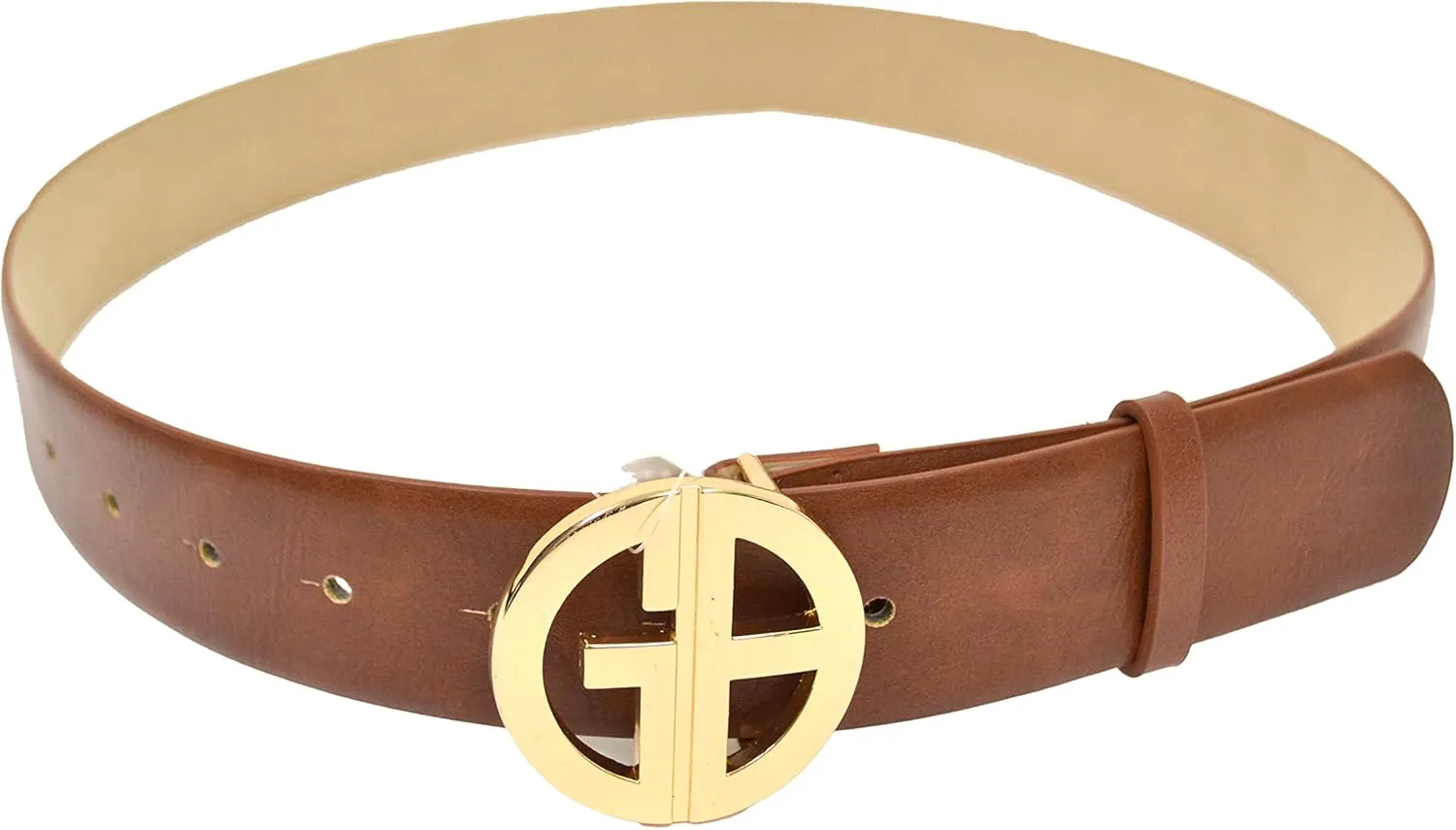 Giani Bernini Womens Signature-Buckle Panel Belt Brown Large 36" w1-1/2"