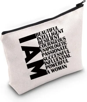 Girl Power Feminist Women Empowerment Cosmetic Bag - Motivational I Am A Woman Gift