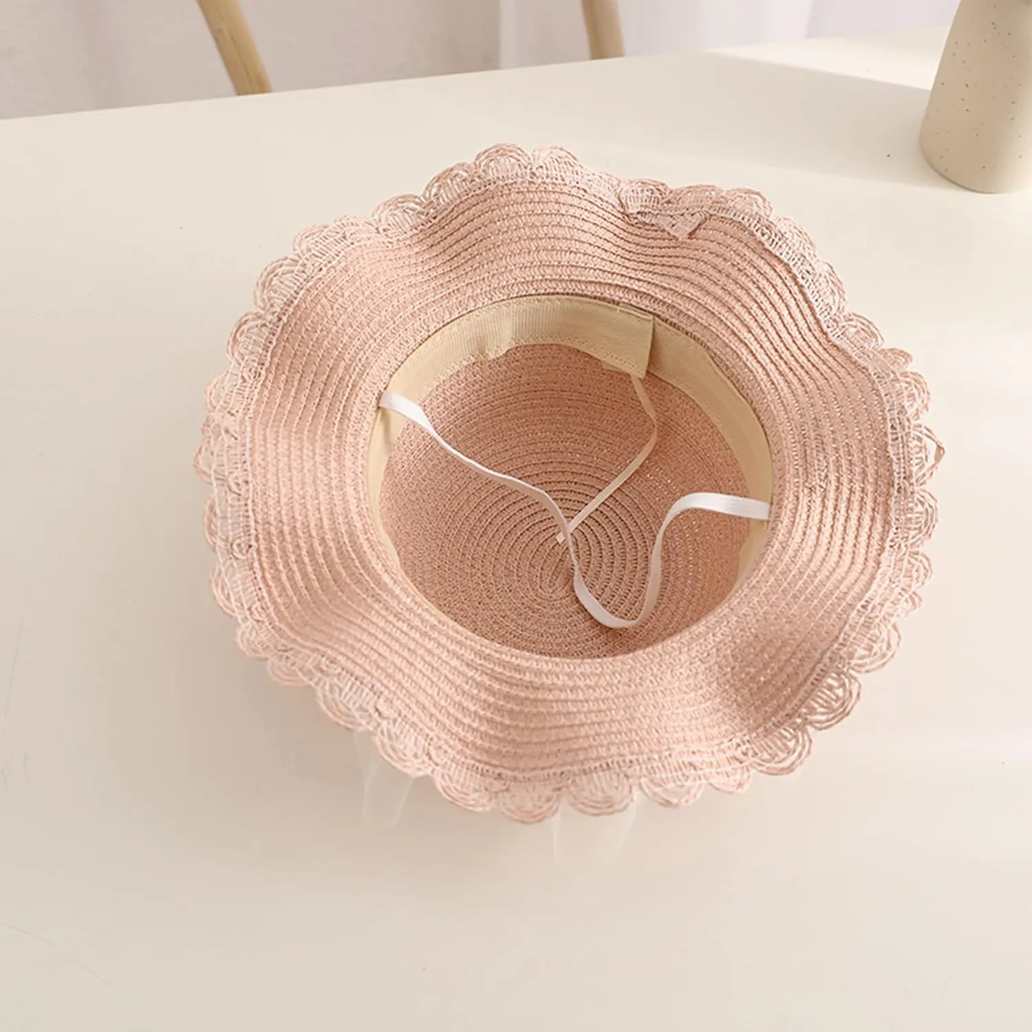 Girls Straw Sun Hat Cute Summer Outdoor Beach Wide Brim