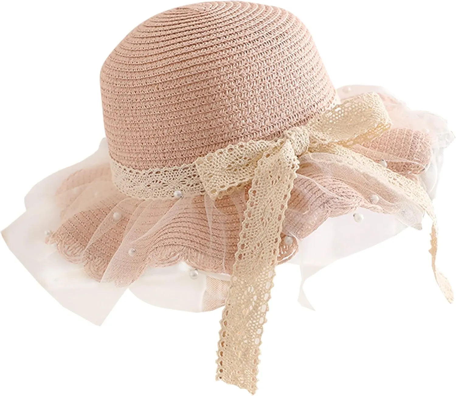 Girls Straw Sun Hat Cute Summer Outdoor Beach Wide Brim