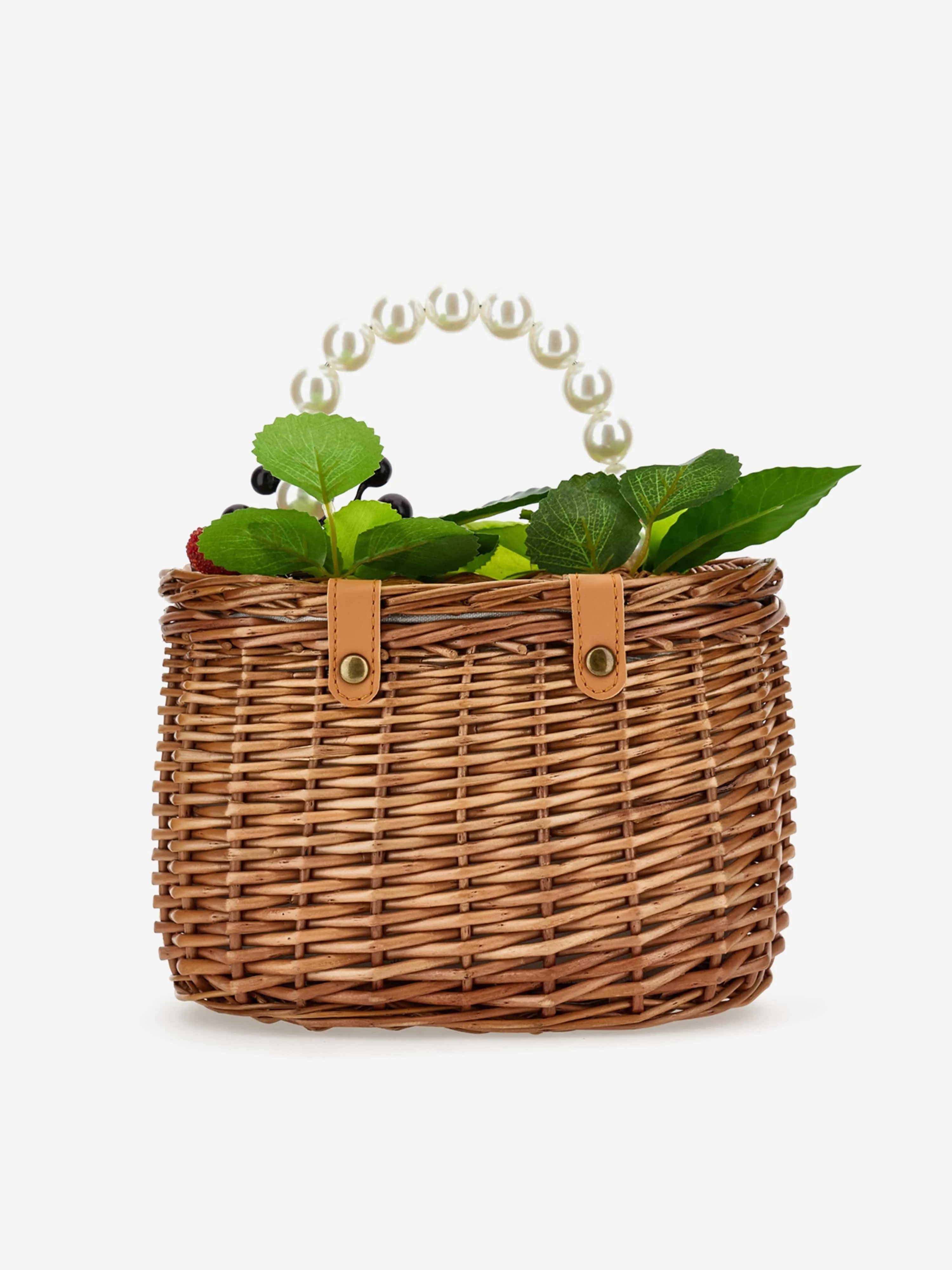 Girls Wicker Fruit Bag in Brown (22cm)