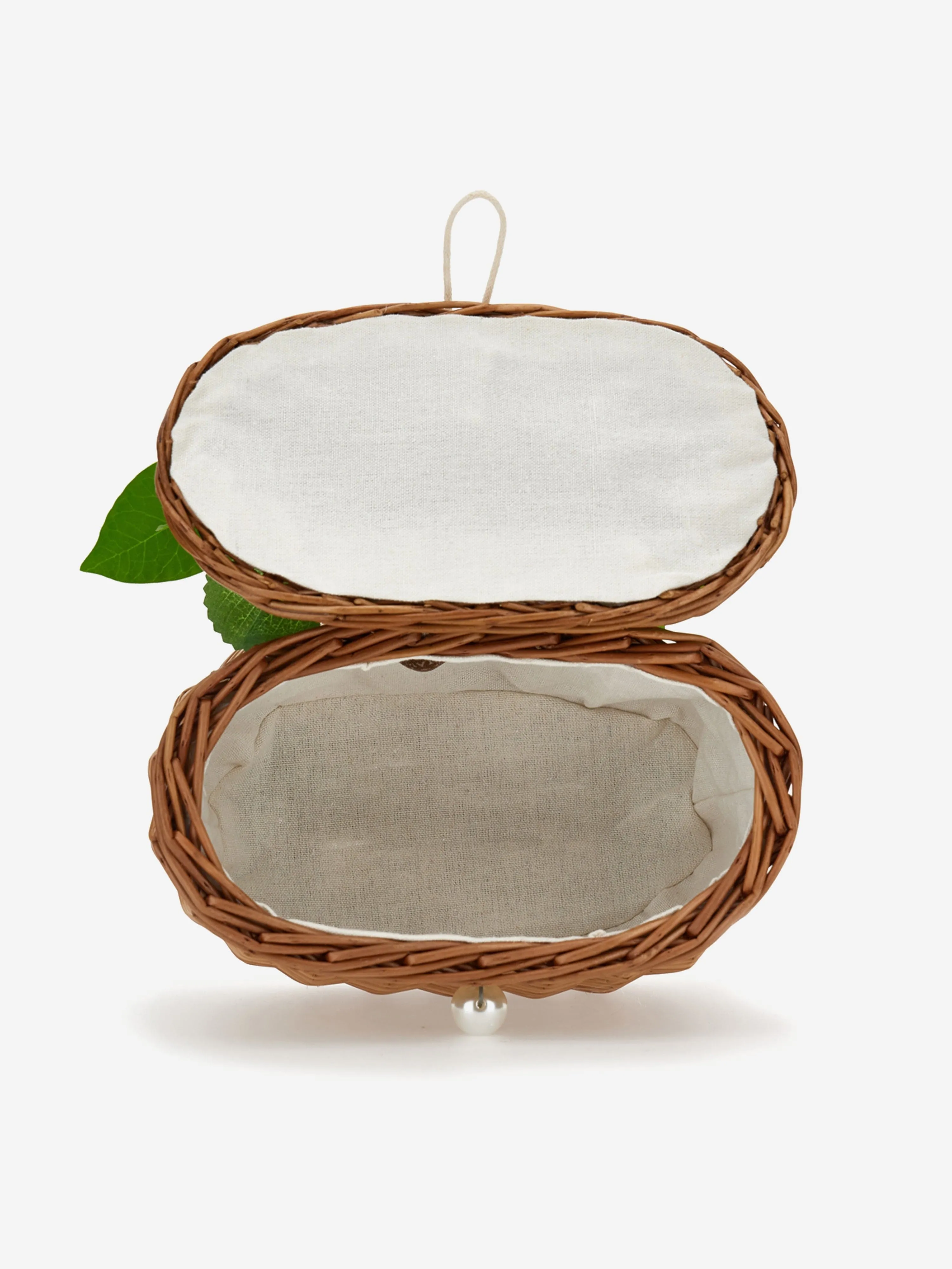 Girls Wicker Fruit Bag in Brown (22cm)