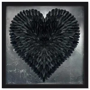 Glittering Noir Feather Heart