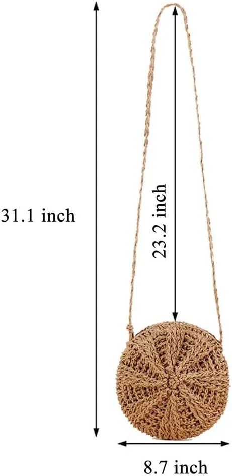 Gogobear Women's Straw Beach Bag Handmade Woven Crossbody Purse with Tassels Summer Vacation Shoulder Handbag