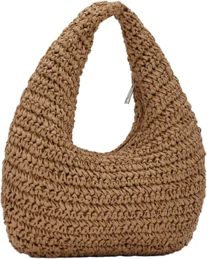 GOKTOW Crescent Straw Handbag for Women,Summer Raffia Beach Purse Tote Hobo Bag 2025