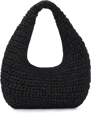 GOKTOW Crescent Straw Handbag for Women,Summer Raffia Beach Purse Tote Hobo Bag 2025
