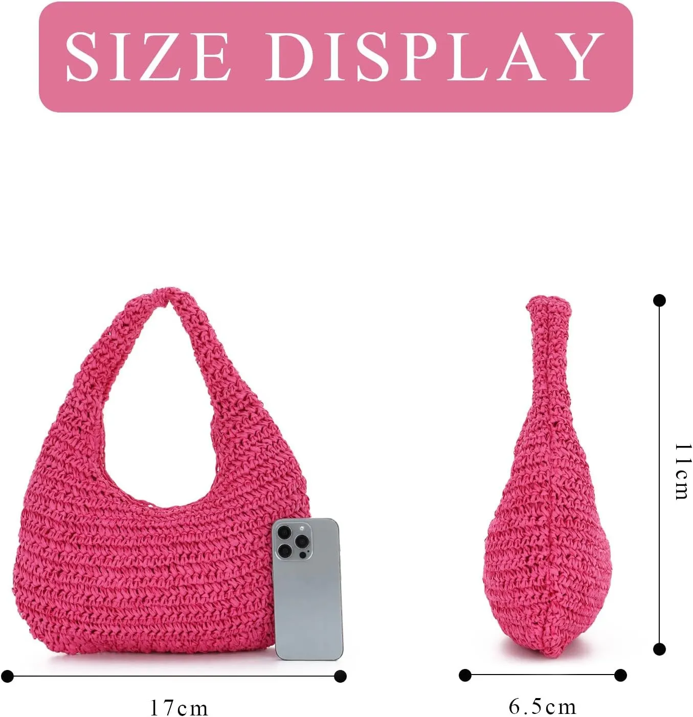 GOKTOW Crescent Straw Handbag for Women,Summer Raffia Beach Purse Tote Hobo Bag 2025