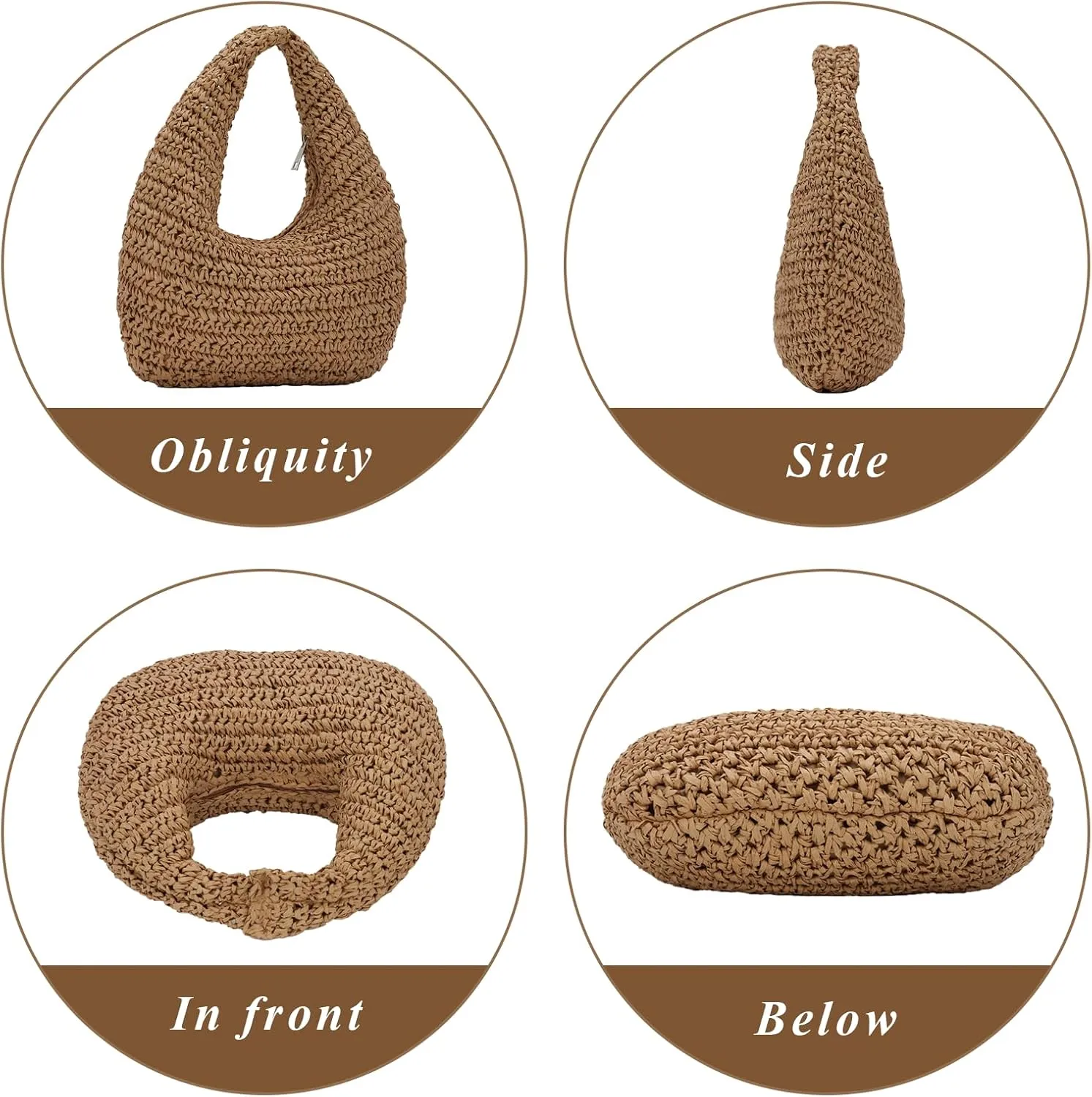 GOKTOW Crescent Straw Handbag for Women,Summer Raffia Beach Purse Tote Hobo Bag 2025