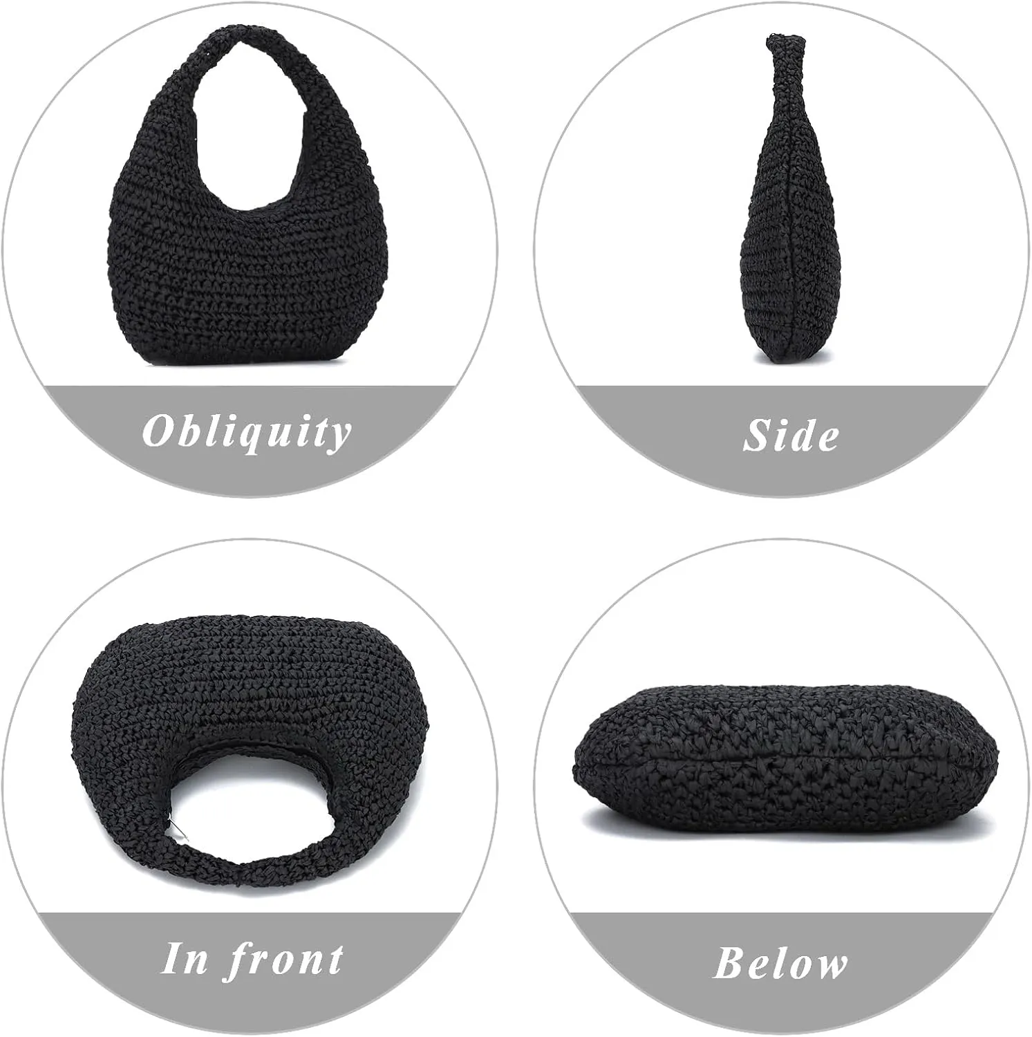 GOKTOW Crescent Straw Handbag for Women,Summer Raffia Beach Purse Tote Hobo Bag 2025