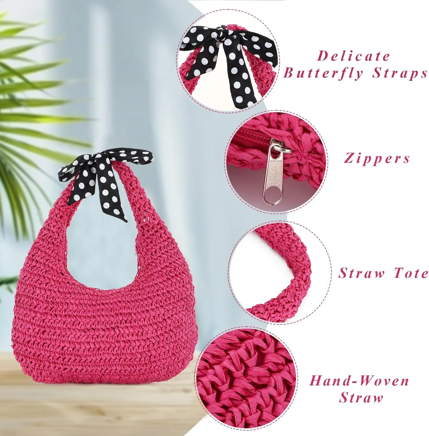 GOKTOW Crescent Straw Handbag for Women,Summer Raffia Beach Purse Tote Hobo Bag 2025