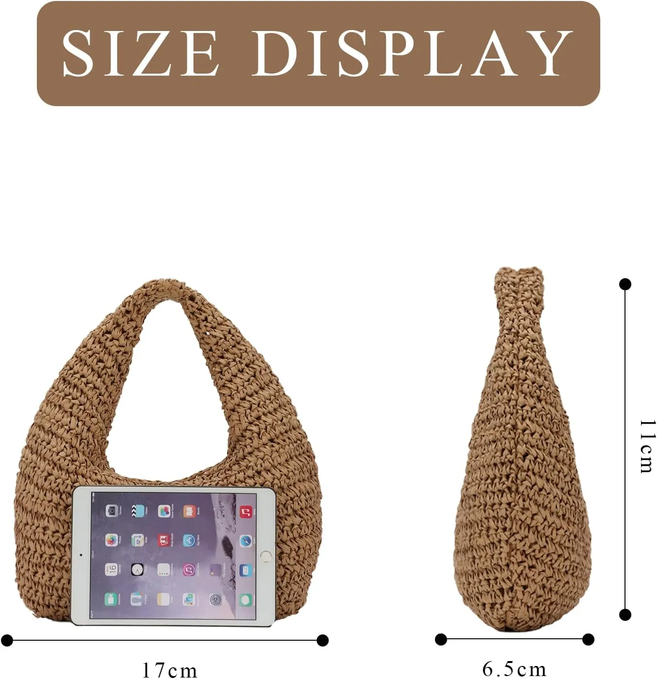 GOKTOW Crescent Straw Handbag for Women,Summer Raffia Beach Purse Tote Hobo Bag 2025
