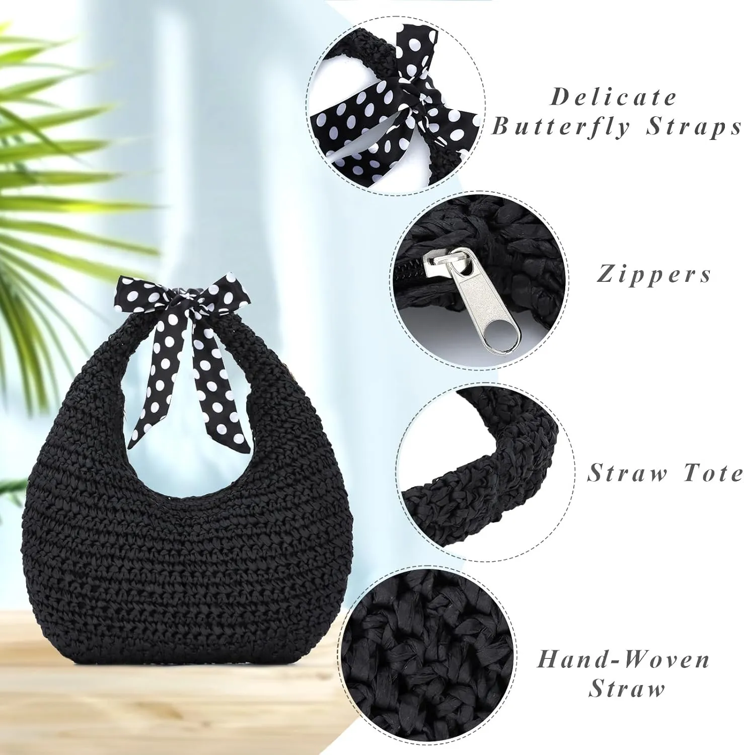 GOKTOW Crescent Straw Handbag for Women,Summer Raffia Beach Purse Tote Hobo Bag 2025
