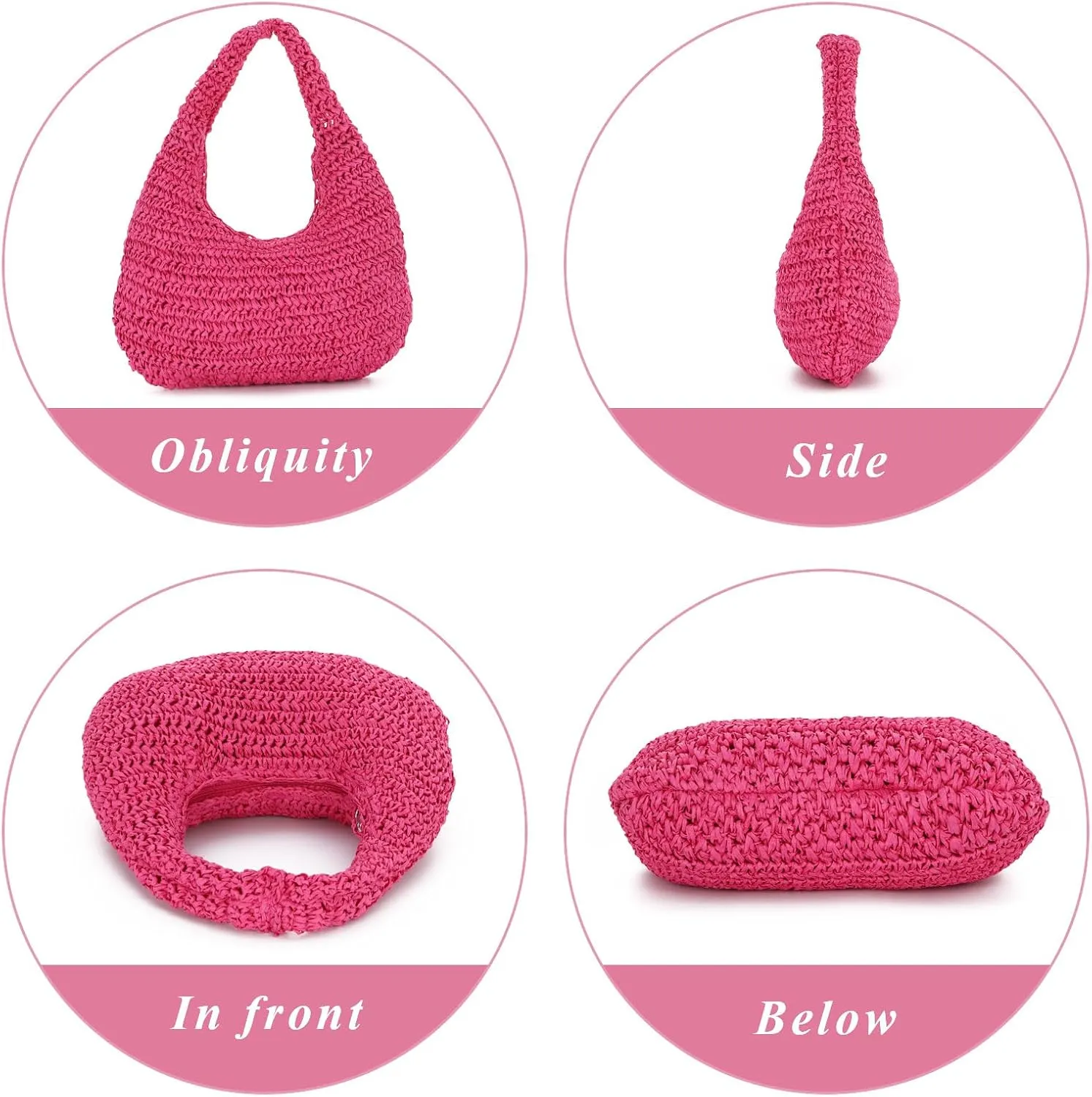 GOKTOW Crescent Straw Handbag for Women,Summer Raffia Beach Purse Tote Hobo Bag 2025