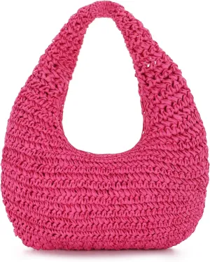 GOKTOW Crescent Straw Handbag for Women,Summer Raffia Beach Purse Tote Hobo Bag 2025