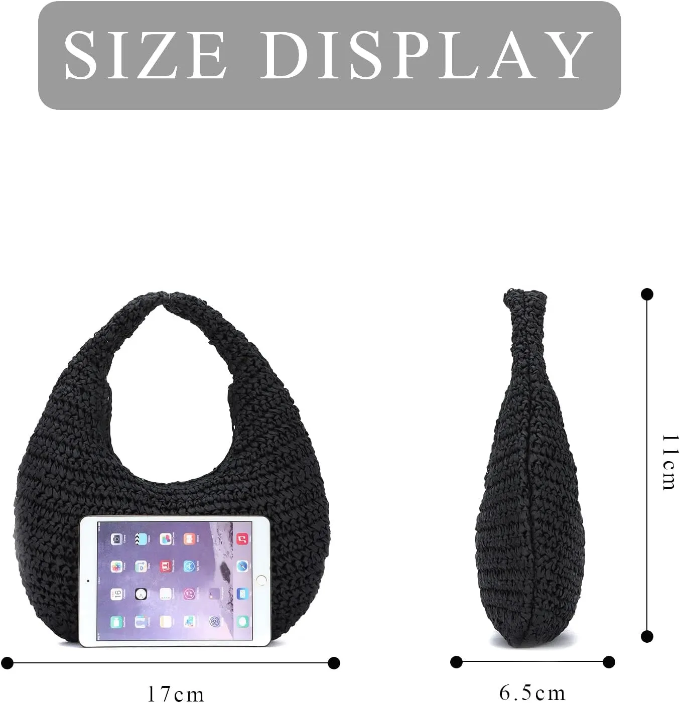 GOKTOW Crescent Straw Handbag for Women,Summer Raffia Beach Purse Tote Hobo Bag 2025