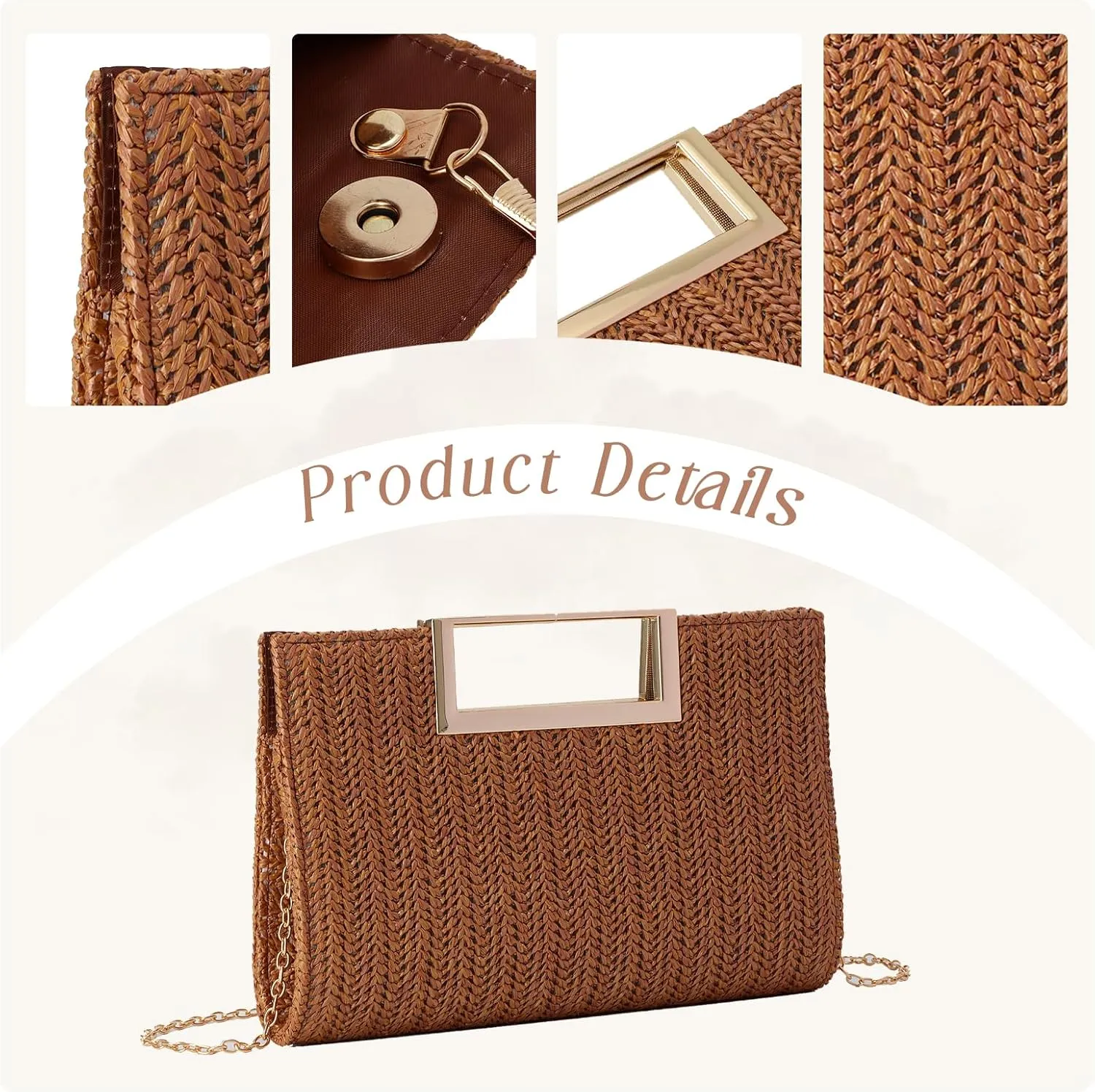 GOKTOW Straw Clutch Top Handbags Raffia Bag Purse Woven Tote CrossBag for Women Beach Summer Travel 2025