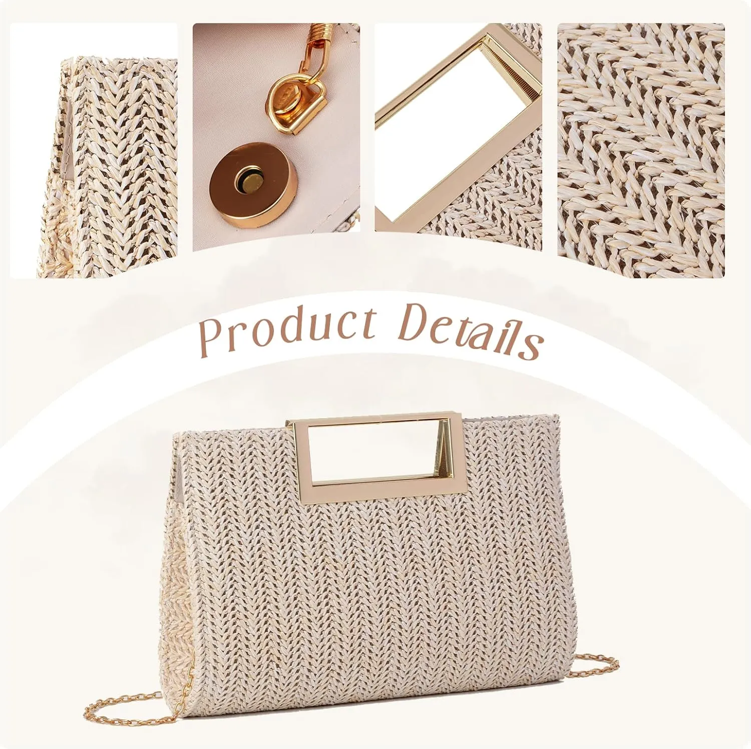 GOKTOW Straw Clutch Top Handbags Raffia Bag Purse Woven Tote CrossBag for Women Beach Summer Travel 2025