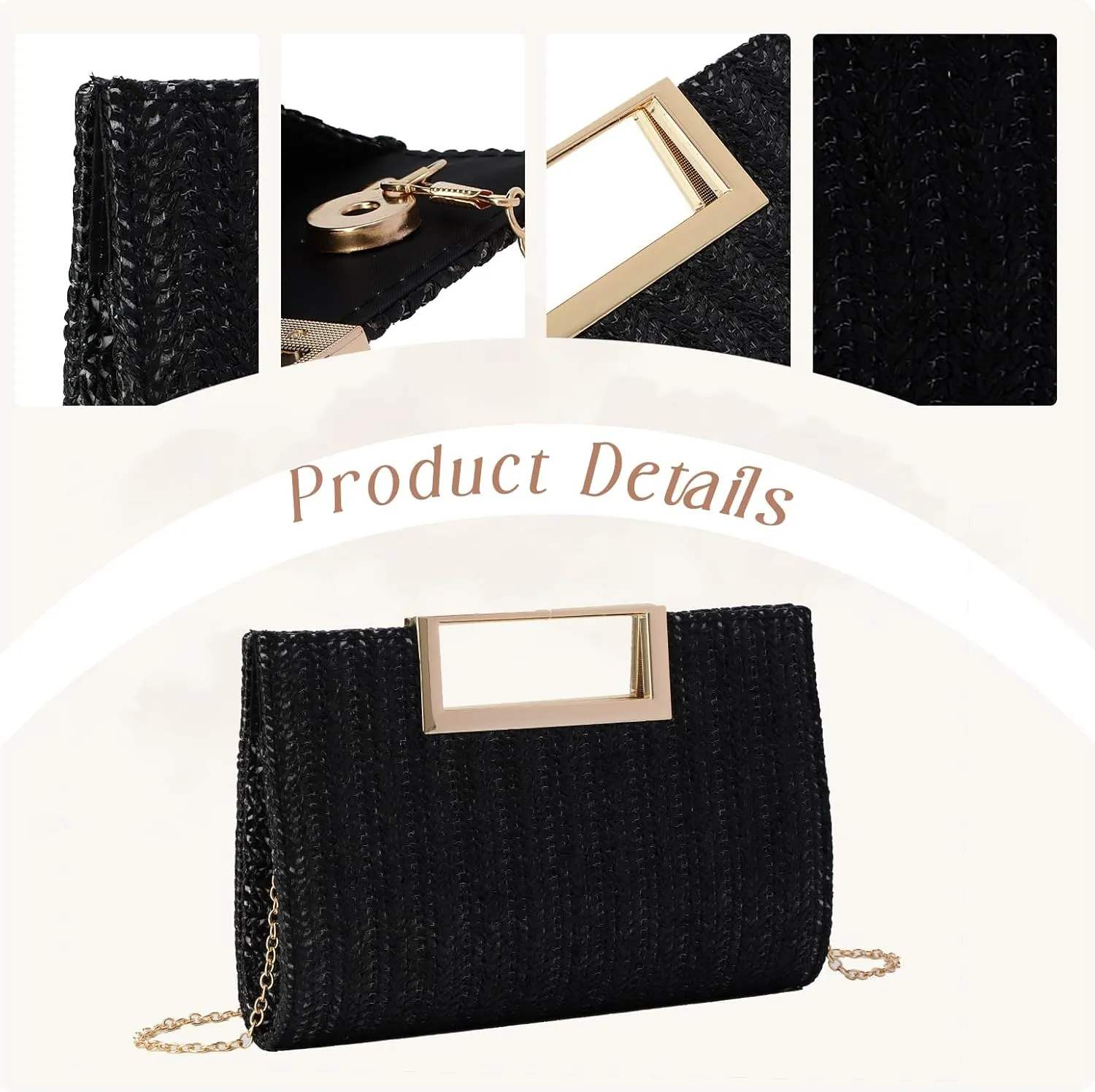 GOKTOW Straw Clutch Top Handbags Raffia Bag Purse Woven Tote CrossBag for Women Beach Summer Travel 2025