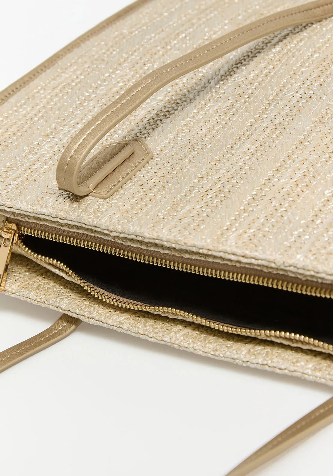 Gold Raffia Shopper - Gold