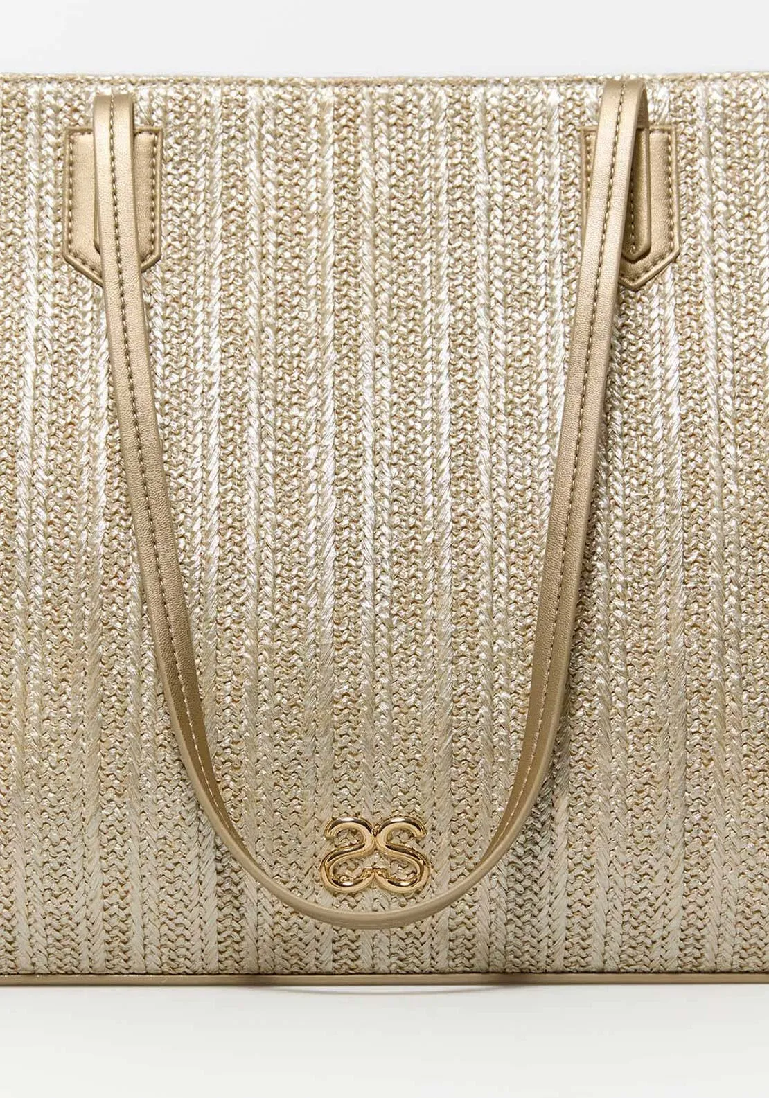 Gold Raffia Shopper - Gold