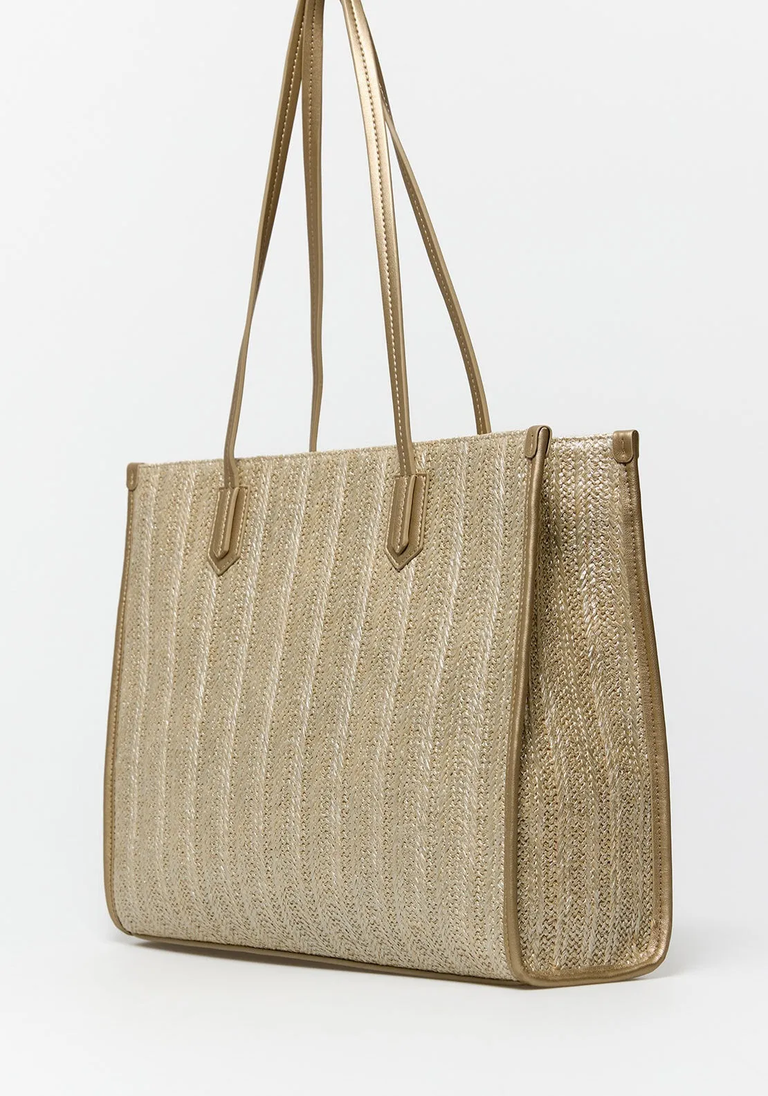 Gold Raffia Shopper - Gold