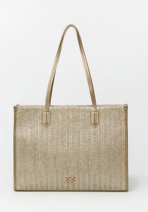 Gold Raffia Shopper - Gold