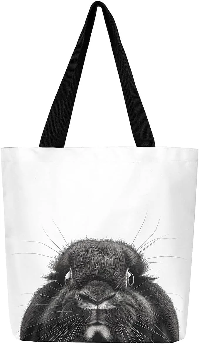Gothic Canvas Tote Bag for Women,Black Cat Large Capacity Gym Bag,Exotic Kitten Bags