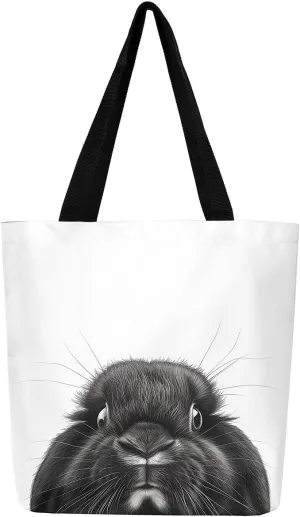 Gothic Canvas Tote Bag for Women,Black Cat Large Capacity Gym Bag,Exotic Kitten Bags