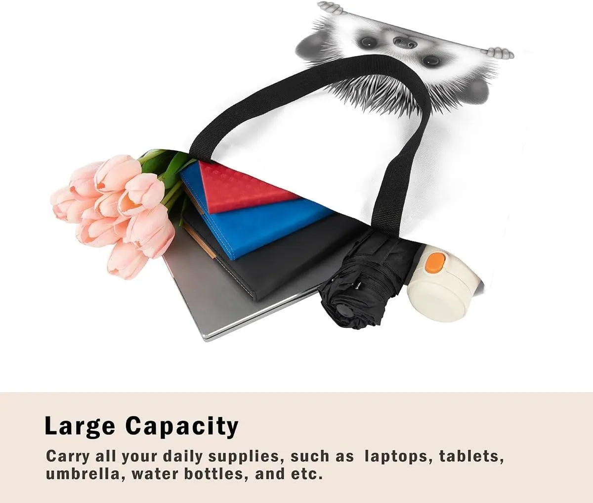 Gothic Canvas Tote Bag for Women,Black Cat Large Capacity Gym Bag,Exotic Kitten Bags