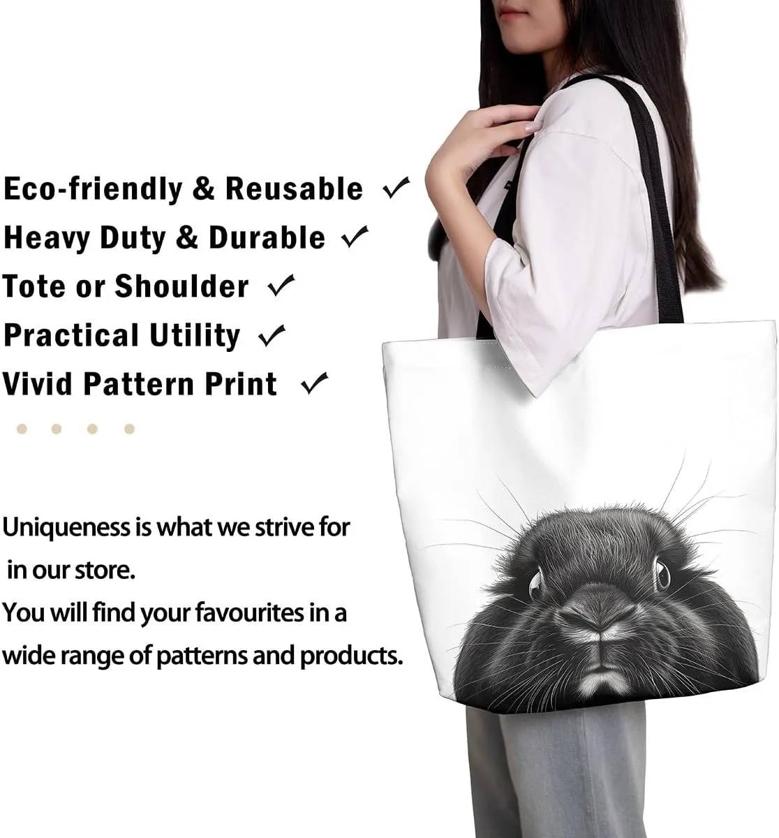 Gothic Canvas Tote Bag for Women,Black Cat Large Capacity Gym Bag,Exotic Kitten Bags