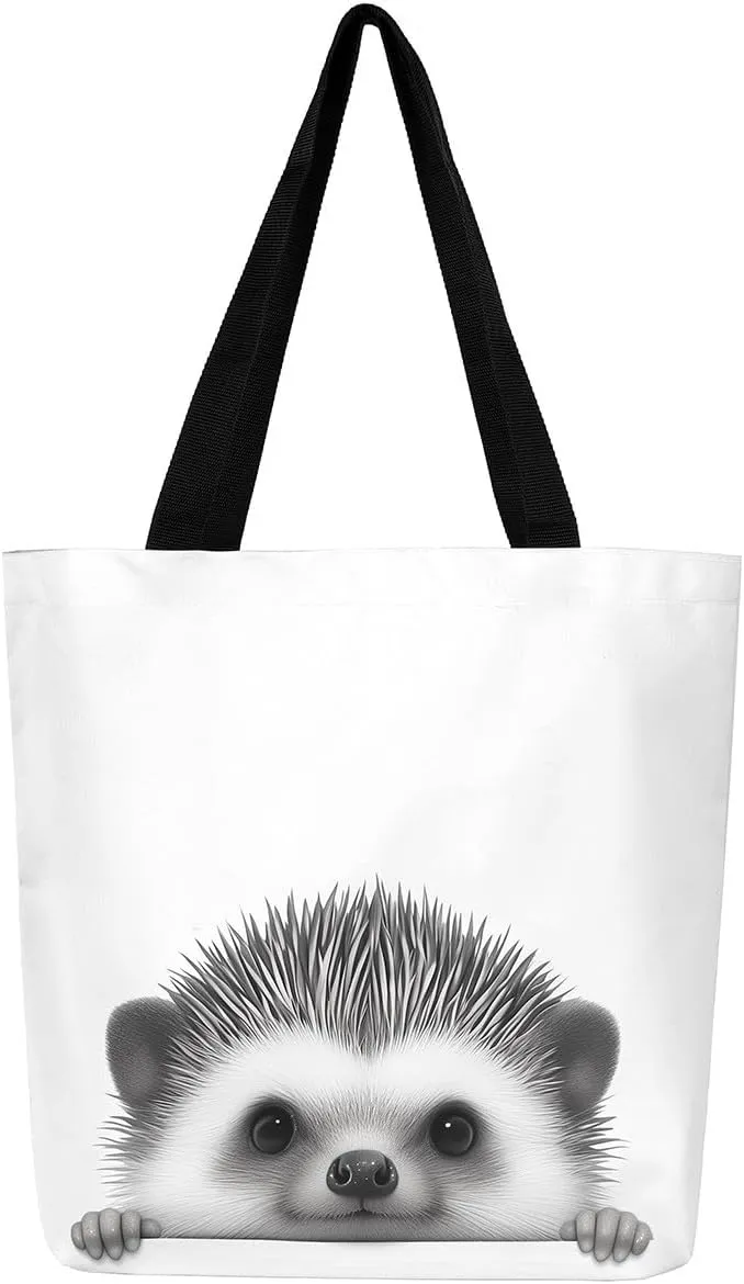 Gothic Canvas Tote Bag for Women,Black Cat Large Capacity Gym Bag,Exotic Kitten Bags