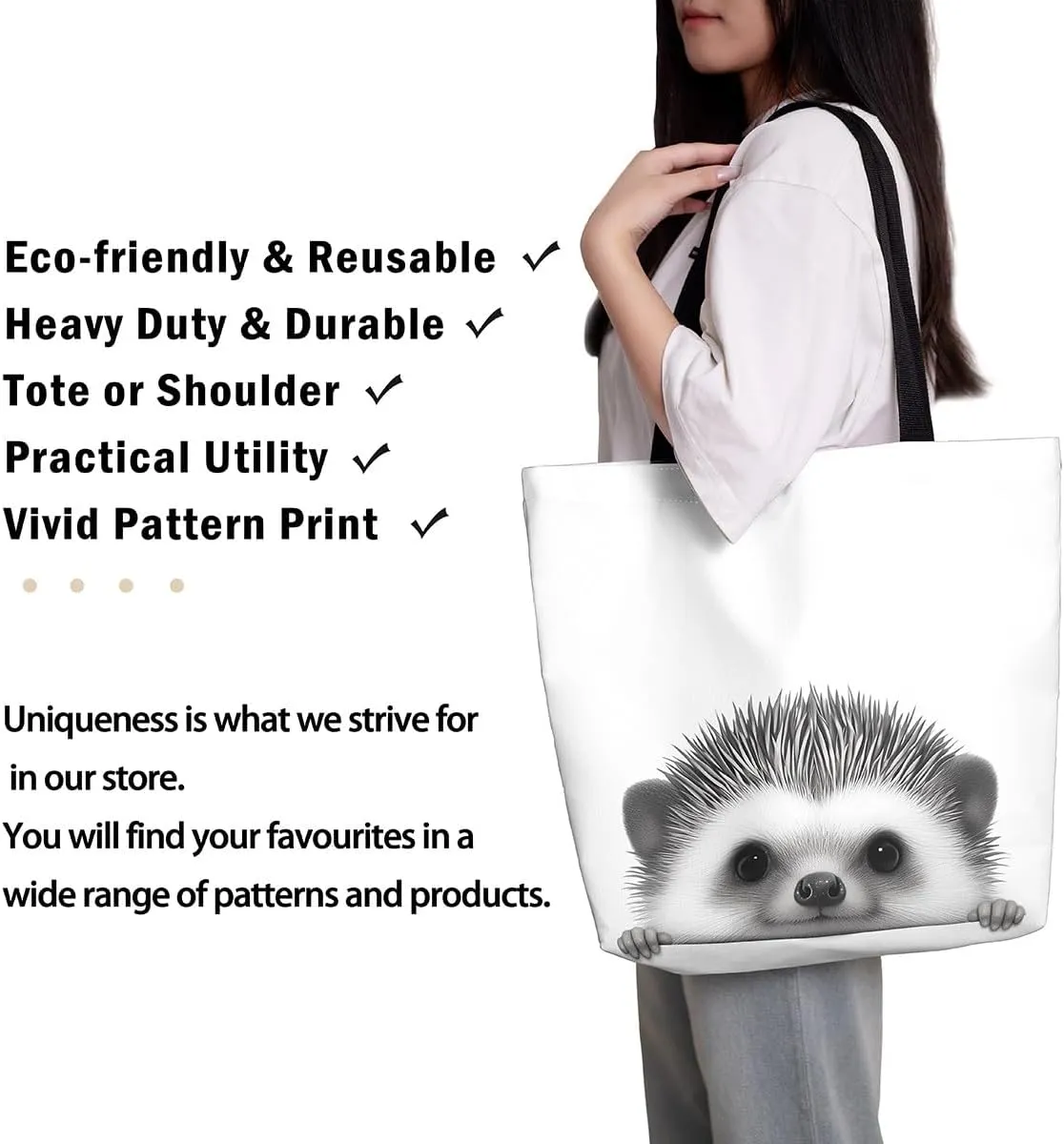 Gothic Canvas Tote Bag for Women,Black Cat Large Capacity Gym Bag,Exotic Kitten Bags