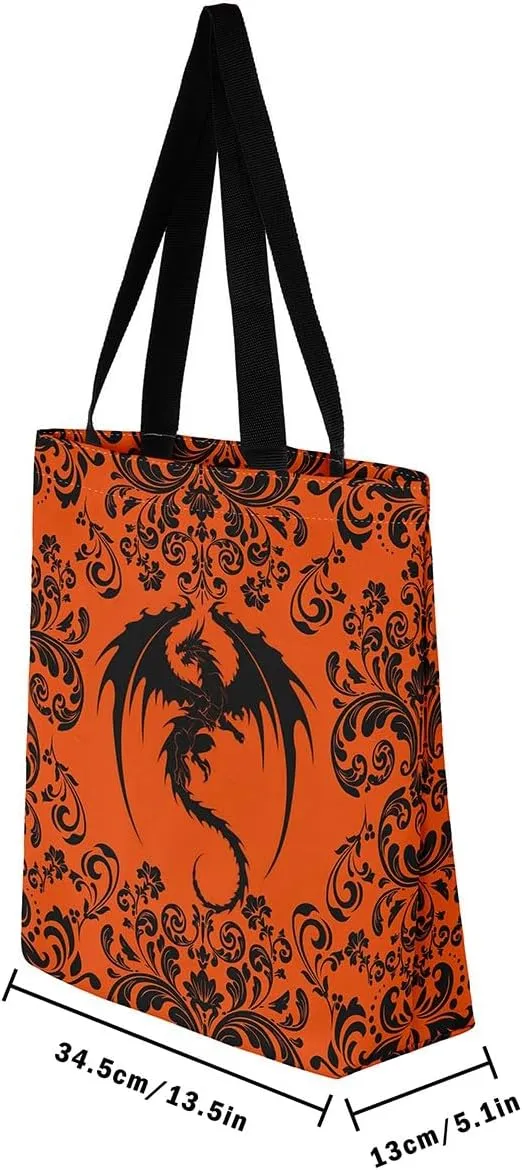 Gothic Damask Tote Bag Victorian Floral Reusable Grocery Bag Bohemian Exotic Shopping Handbag Flower Shoulder Bag